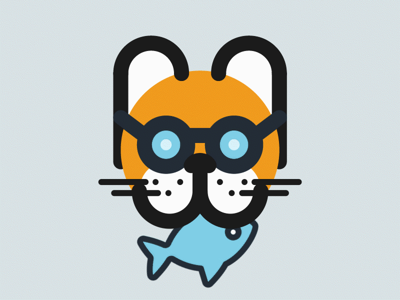 M.Cat #yummyfish cat fish gif illustration