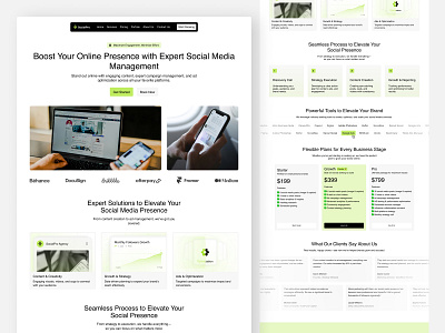 SocialPro - Social Media Management Landing Page agency media sosial seo service services social media social media management ui ui design web web design website