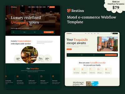 Restinn - Travel Website Webflow Template business website hotel booking hotel website landing page mobile friendly resort booking resort website responsive design seo friendly tourism website travel agency travel booking travel website uiux webdesign webflow webflow design webflow template webflow theme webflow website