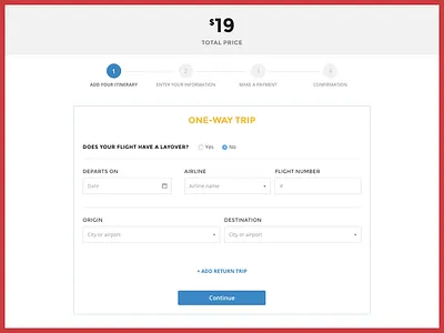 Add Flight Itinerary v2 1234 checkout flight form itinerary purchase steps travel