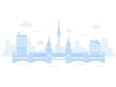 Oberbaum Bridge berlin bridge city drawing friedrichshain illustration kreuzberg oberbaum skyline vector
