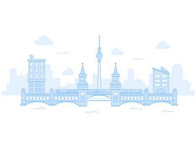 Oberbaum Bridge berlin bridge city drawing friedrichshain illustration kreuzberg oberbaum skyline vector