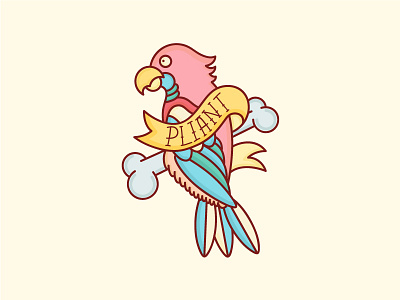 Pliant bird bone bones cartoon illustration parrot pirate pliant