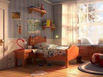 Autumn Afternoon 3d autumn compositing kids lighting maya model modeling render rendering renderman room