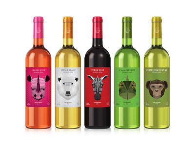 Wine Selection animals beverages colours drink polygonal vector wine