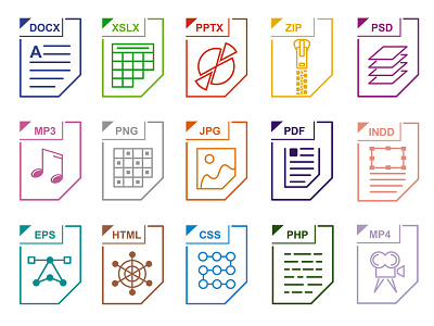 File type extension Icons set extension file icons set type