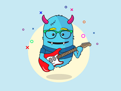 Indie Monster glasses guitar hipster horns illustration monster monsters music vector