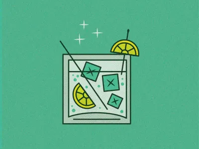 Gin+Tonic beverage cocktail cup drink ginandtonic glass icon retro