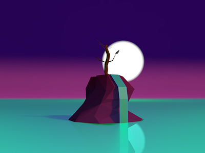 Purple 3d modeling c4d color lowpoly moon