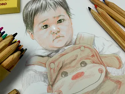 My Daughter baby color pencil daughter eraser pencil sketch