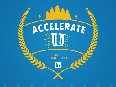 Event logo for LinkedIn accelerate branding event greek linkedin logo san francisco trees typography wreath