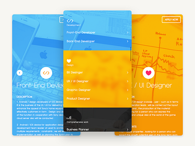 Job Listing career change develop flat interface ios iphone job listing like parallax social ui ux