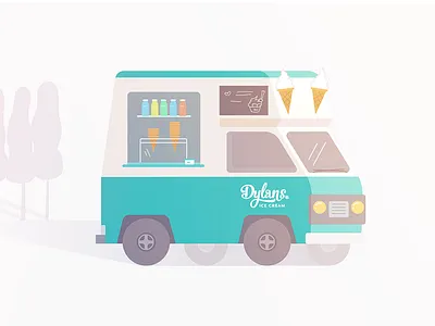 Ice cream Van 2d cone design graphic ice cream illustration trees van
