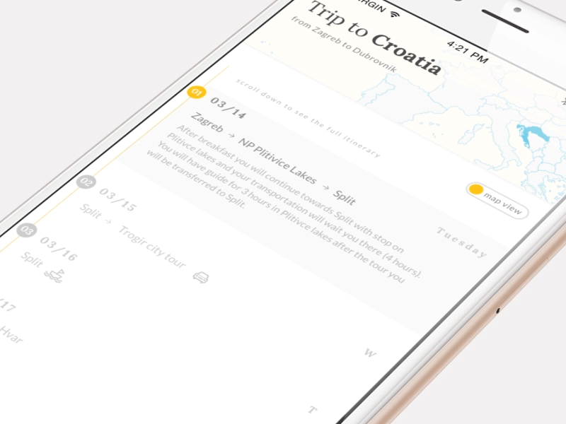 animated itinerary animation app ios iphone travel trip trip plan ui ux weather