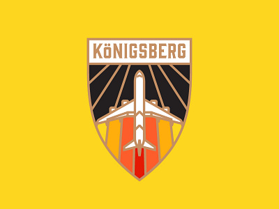 Time to travel / Königsberg airplane badge flat fly illustration königsberg line mark plane stolz travel