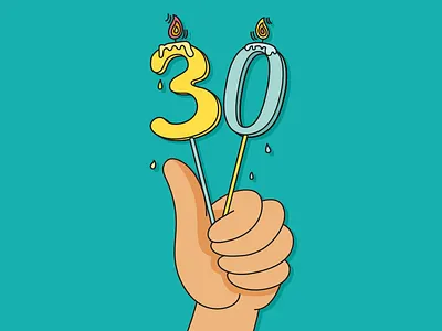 Happy Birthday Dear Pear 30 birthday birthday candles candles hand happy illustration rounded stump sviali vector wax