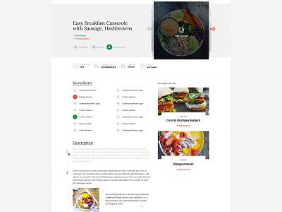 Food/Recipe Website colors design food recipe typography web