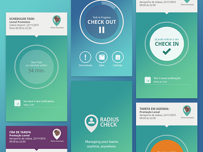 RadiusCheck Mobile App by Sétima android app design field service management human resources mobile app radiuscheck webdesign