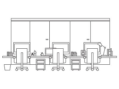 Open Office agency chair computer desk laptop light lineart meeting office phone work