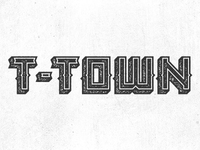 T-Town black and white custom lettering dimensional flared hand drawn lettering oklahoma squared t town tulsa typography vintage