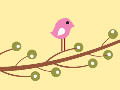 Pink Bird art bird branch colour graphic leaves nature outdoors pink tree vector