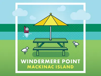 Postcards of Home lake lighthouse mackinac mackinac island michigan picnic seagulls summer sun umbrella water
