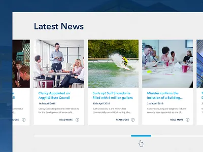 News Section UI architect blue clean design engineering news slide slider ui ux