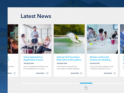 News Section UI architect blue clean design engineering news slide slider ui ux