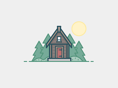 Tool Shed building home house icon illustration landscape sun tree vector