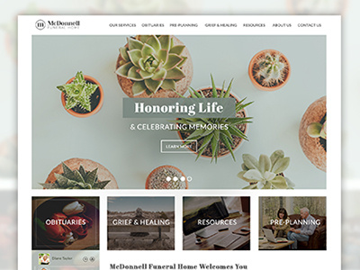 Home Page concept funeral home page landing website