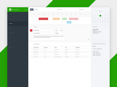 Accounting Calendar account calendar dashboard day event finance month sidebar tab task view week