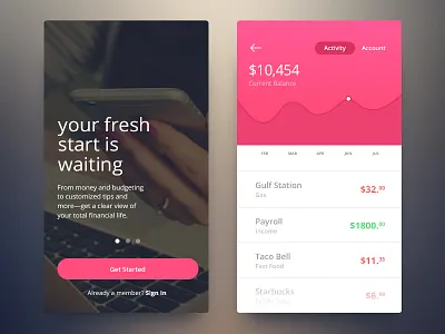 Bank App account app bank clean design finance flat minimal mobile money ui ux