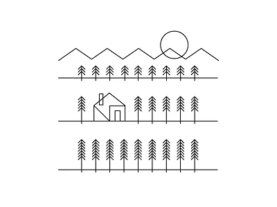 Fuck it. Lets go live in the woods. house landscape line drawing moon mountains sun trees