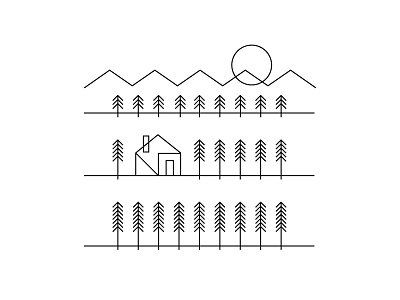 Fuck it. Lets go live in the woods. house landscape line drawing moon mountains sun trees