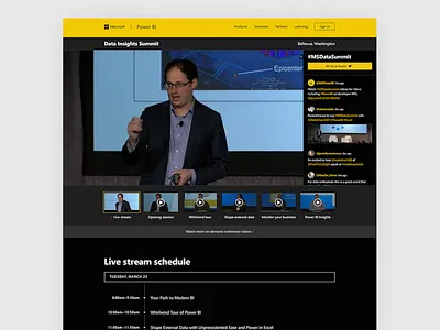 Data Insights Summit / Live stream bellevue data live microsoft power bi schedule stream summit twitter feed ui video washignton