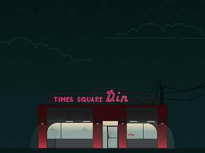 He Never Died Diner diner design flat he never died illustration night times square diner vector