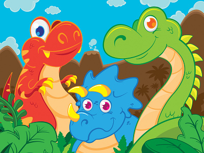 Inflalo - Jurassic Theme brontosaurus character dinosaur jump jurassic lizard plants t rex triceratops