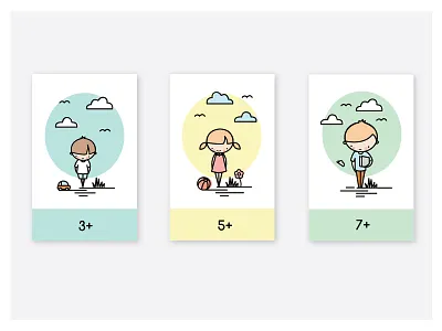 Blue Elephant Kids Icons colors icons illustration kids line pastel vector