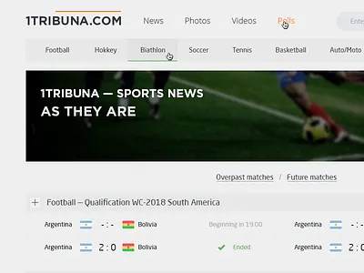 Site about sports flat football matches simple site sport web design web design