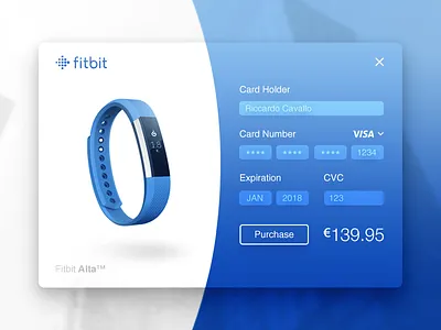 Fitbit Product Checkout Page. blue card checkout credit card fitbit product ui user interface