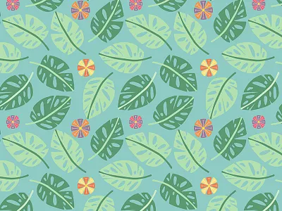 Tropical Jungle Pattern - Detail botanical design flora floral graphic design illustration illustrator jungle mint pastel pattern repeating pattern