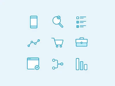 Homepage Icons briefcase checklist data icon iconography icons line mobile search set