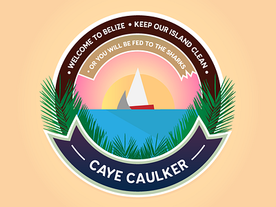 Caye Caulker Badge badge boat branding icon illustration island sunset travel tropical