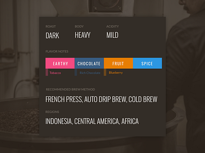 Katz Coffee card coffee details flat ui web