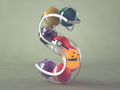 S - 36 Days of Type 36 days of type 3d c4d cinema4d design dragonball graphic graphic design illustration pokeball type typography