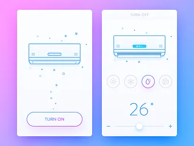 Air Conditioning System air condition app blue daily ui illustration line mode simple system ui ux
