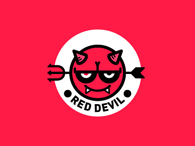 RED Devil 2d bi character graphic icon logo