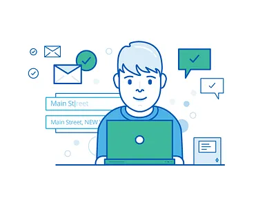 Improve Customer Checkout Experience checkout customer experience face form illo illustration illustrator improve laptop man person