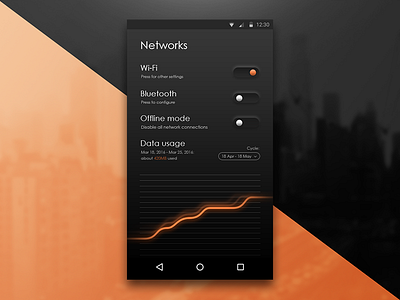 Network Settings Menu. 007 android daily ui impostation menu network orange settings ui ui design user interface