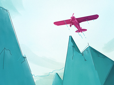 Soar pt 2 adventure cloud explore field illustration linear mountain photoshop plane strokes travel vector
